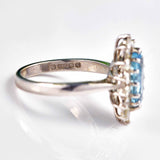 Ellibelle Jewellery Vintage 1978 Aquamarine & Diamond White Gold Marquise Cluster Ring
