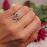 Ellibelle Jewellery Vintage 1978 Aquamarine & Diamond White Gold Marquise Cluster Ring