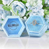 Ellibelle Jewellery Vintage 1978 Aquamarine & Diamond White Gold Marquise Cluster Ring