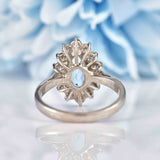 Ellibelle Jewellery Vintage 1978 Aquamarine & Diamond White Gold Marquise Cluster Ring