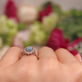 Ellibelle Jewellery Vintage 1978 Aquamarine & Diamond White Gold Marquise Cluster Ring