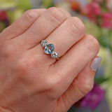 Ellibelle Jewellery Vintage 1978 Aquamarine & Diamond White Gold Three-Stone Engagement Ring
