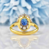 Ellibelle Jewellery Vintage 1978 Blue Sapphire & Diamond 18ct Gold Cluster Ring