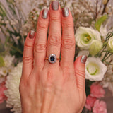 Ellibelle Jewellery Vintage 1978 Blue Sapphire & Diamond 18ct Gold Cluster Ring