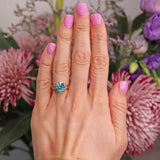 Ellibelle Jewellery Vintage 1978 Blue Zircon & Diamond 18ct Gold Ring