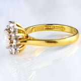 Ellibelle Jewellery Vintage 1978 Opal & Diamond 18ct Gold Halo Cluster Ring