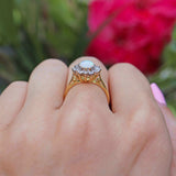 Ellibelle Jewellery Vintage 1978 Opal & Diamond 18ct Gold Halo Cluster Ring