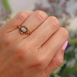 Ellibelle Jewellery Vintage 1978 Opal & Diamond 18ct Gold Ring