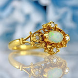 Ellibelle Jewellery Vintage 1978 Opal & Diamond 18ct Gold Ring