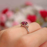 Ellibelle Jewellery Vintage 1978 Rhodolite Garnet & Diamond 18ct White Gold Ring