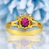 Ellibelle Jewellery Vintage 1978 Ruby & Diamond 18ct Gold Cluster Ring