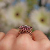 Ellibelle Jewellery Vintage 1978 Ruby & Diamond White Gold Cocktail Ring