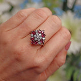 Ellibelle Jewellery Vintage 1978 Ruby & Diamond White Gold Cocktail Ring