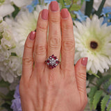 Ellibelle Jewellery Vintage 1978 Ruby & Diamond White Gold Cocktail Ring