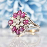 Ellibelle Jewellery Vintage 1978 Ruby & Diamond White Gold Cocktail Ring