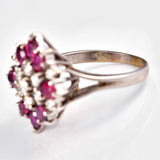 Ellibelle Jewellery Vintage 1978 Ruby & Diamond White Gold Cocktail Ring