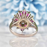 Ellibelle Jewellery Vintage 1978 Ruby & Diamond White Gold Cocktail Ring