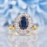 Ellibelle Jewellery Vintage 1978 Sapphire & Diamond 18ct Gold Cluster Ring