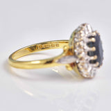 Ellibelle Jewellery Vintage 1978 Sapphire & Diamond 18ct Gold Cluster Ring