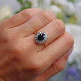 Ellibelle Jewellery Vintage 1978 Sapphire & Diamond 18ct Gold Cluster Ring