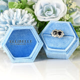Ellibelle Jewellery Vintage 1978 Sapphire & Diamond 18ct White Gold Double-Cluster Ring