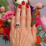Ellibelle Jewellery Vintage 1978 Sapphire & Diamond 18ct White Gold Double-Cluster Ring