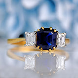 Ellibelle Jewellery Vintage 1978 Sapphire & Diamond Three-Stone Engagement Ring (1.30ct)