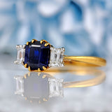 Ellibelle Jewellery Vintage 1978 Sapphire & Diamond Three-Stone Engagement Ring (1.30ct)