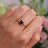 Ellibelle Jewellery Vintage 1978 Sapphire & Diamond Three-Stone Engagement Ring (1.30ct)