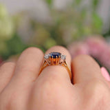 Ellibelle Jewellery Vintage 1978 Sapphire & Diamond Three-Stone Engagement Ring (1.30ct)