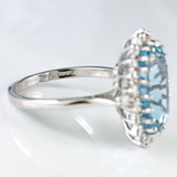 Ellibelle Jewellery Vintage 1979 Aquamarine & Diamond 18ct White Gold Cluster Ring