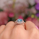 Ellibelle Jewellery Vintage 1979 Aquamarine & Diamond 18ct White Gold Cluster Ring