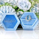 Ellibelle Jewellery Vintage 1979 Aquamarine & Diamond 18ct White Gold Cluster Ring