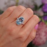 Ellibelle Jewellery Vintage 1979 Aquamarine & Diamond 18ct White Gold Cluster Ring