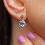 Ellibelle Jewellery Vintage 1979 Aquamarine & Diamond 18ct White Gold Earrings