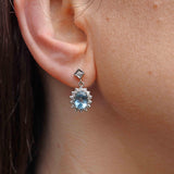 Ellibelle Jewellery Vintage 1979 Aquamarine & Diamond 18ct White Gold Earrings