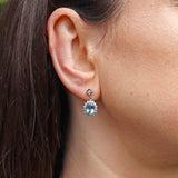 Ellibelle Jewellery Vintage 1979 Aquamarine & Diamond 18ct White Gold Earrings