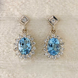 Ellibelle Jewellery Vintage 1979 Aquamarine & Diamond 18ct White Gold Earrings