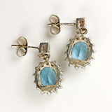Ellibelle Jewellery Vintage 1979 Aquamarine & Diamond 18ct White Gold Earrings