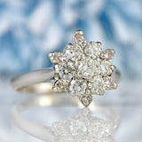 Ellibelle Jewellery Vintage 1979 Diamond & Platinum Floral Cluster Ring (0.76cts)