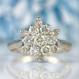 Ellibelle Jewellery Vintage 1979 Diamond & Platinum Floral Cluster Ring (0.76cts)
