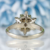 Ellibelle Jewellery Vintage 1979 Diamond & Platinum Floral Cluster Ring (0.76cts)
