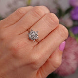 Ellibelle Jewellery Vintage 1979 Diamond & Platinum Floral Cluster Ring (0.76cts)