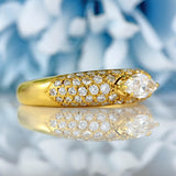 Ellibelle Jewellery Vintage 1979 Marquise Diamond Pavé Set 18ct Gold Band Ring