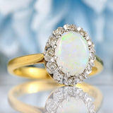 Ellibelle Jewellery Vintage 1979 Natural Opal & Diamond 18ct Gold Cluster Ring