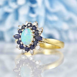 Ellibelle Jewellery Vintage 1979 Opal Sapphire & Diamond 18ct Gold Cluster Ring