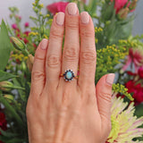 Ellibelle Jewellery Vintage 1979 Opal Sapphire & Diamond 18ct Gold Cluster Ring