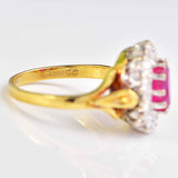 Ellibelle Jewellery Vintage 1979 Ruby & Diamond 18ct Gold Cluster Engagement Ring