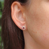 Ellibelle Jewellery Vintage 1979 Ruby & Diamond 18ct Gold Stud Earrings