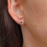 Ellibelle Jewellery Vintage 1979 Ruby & Diamond 18ct Gold Stud Earrings